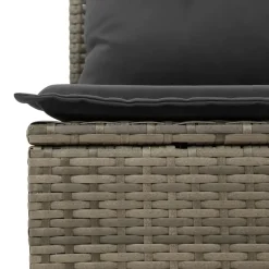 vidaXL Loungeset met 8 kussens en hout armsteun & salontafel - Grijs - 9 stuks