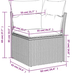 vidaXL Loungeset met 8 kussens en hout armsteun - Grijs - 6 stuks