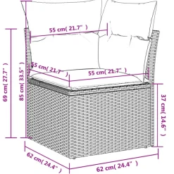 vidaXL Loungeset met kussens - hout armsteun & salontafel - Grijs - 6 stuks
