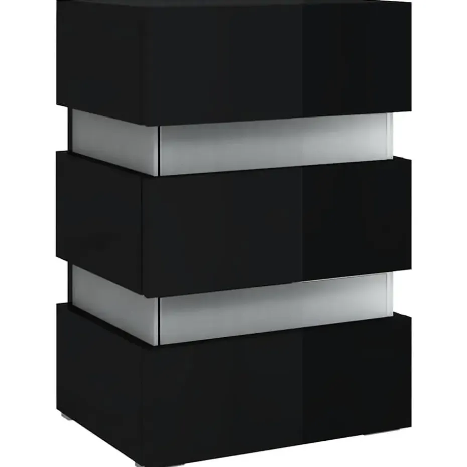 vidaXL Nachtkastje LED 45x35x67 cm bewerkt hout hoogglans zwart