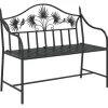 vidaXL Tuinbank met vogels en bloemen ontwerp -Zwart - Staal - 104x52.5x89 cm