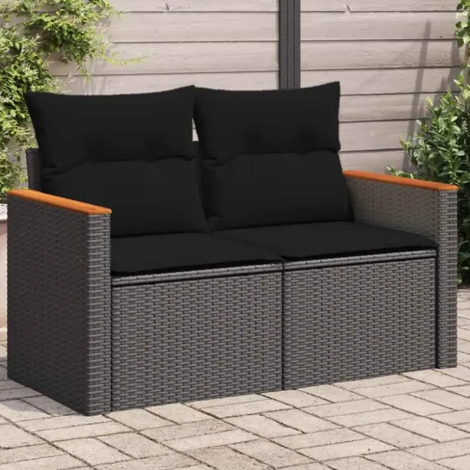 vidaXL Tuinbank 2-Zits – Zwart Polyrattan – 124x62x69 cm – Weerbestendig Design