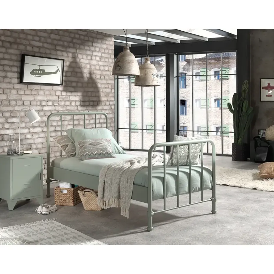 Vipack bed Bronxx - olijfgroen - 90x200 cm