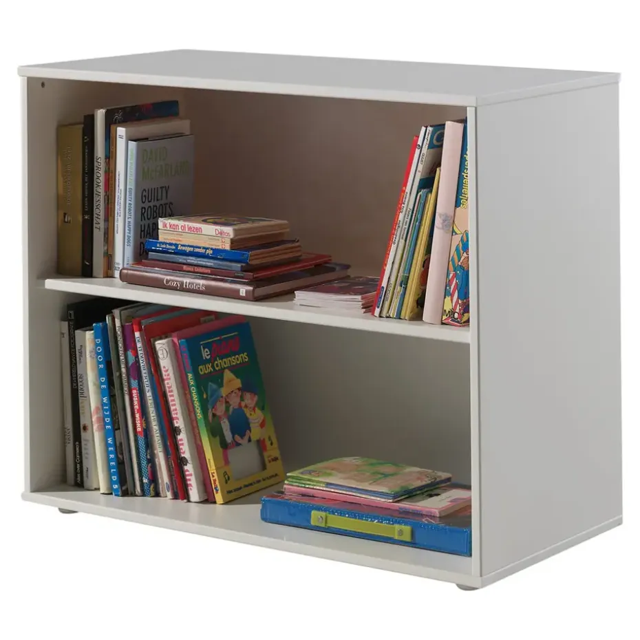 Vipack halfhoogslaper Pino met bureau en boekenkast - wit - 114x105,4x209,4 cm