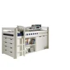 Vipack halfhoogslaper Pino met bureau - incl. lades/kast - wit - 114x105x209,3 cm