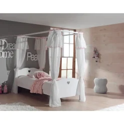 Vipack hemelbed Amori met textiel - wit - 90x200 cm
