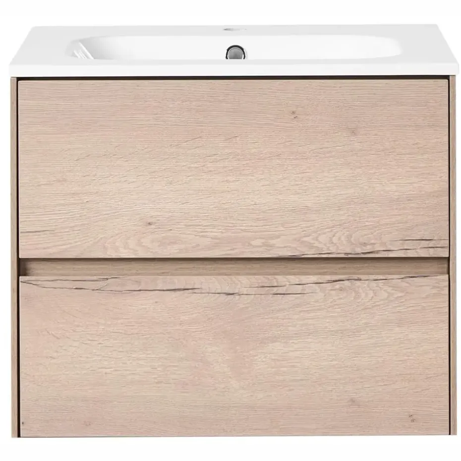 VITA - Wandgemonteerd meubel met wasbak - Lichtbruin - MDF