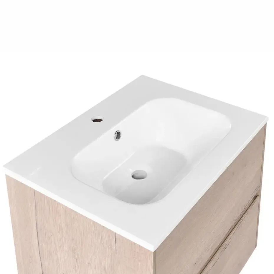VITA - Wandgemonteerd meubel met wasbak - Lichtbruin - MDF