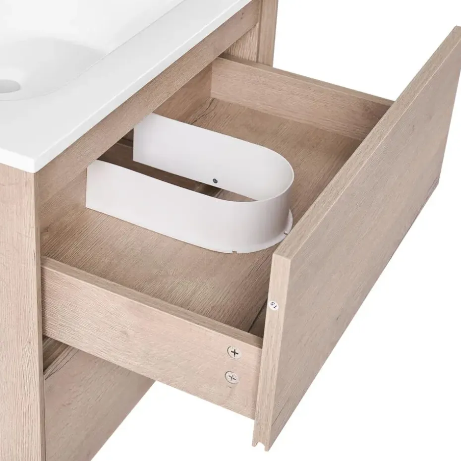 VITA - Wandgemonteerd meubel met wasbak - Lichtbruin - MDF