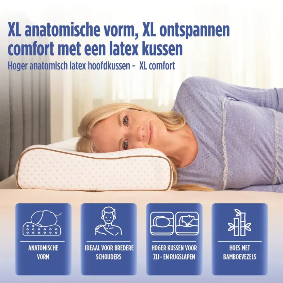 Vitapur Hoofdkussen - Latex hoofdkussen - Verkoelend - 60x40 cm