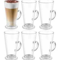 Vivalto Caffe Latte/koffie glazen Paris - glas - 6x - 280 ml