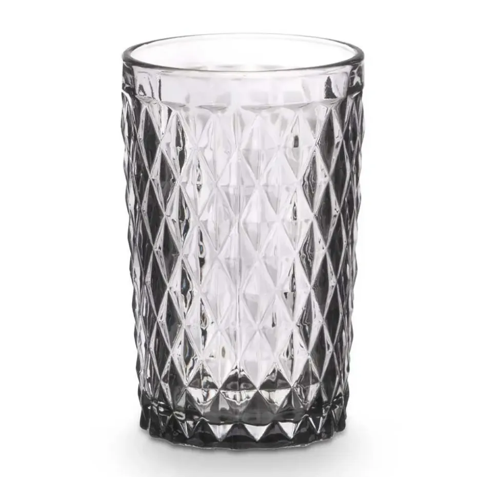 Vivalto Drinkglazen Diamonds - grijs glas - 6x - 370 ml