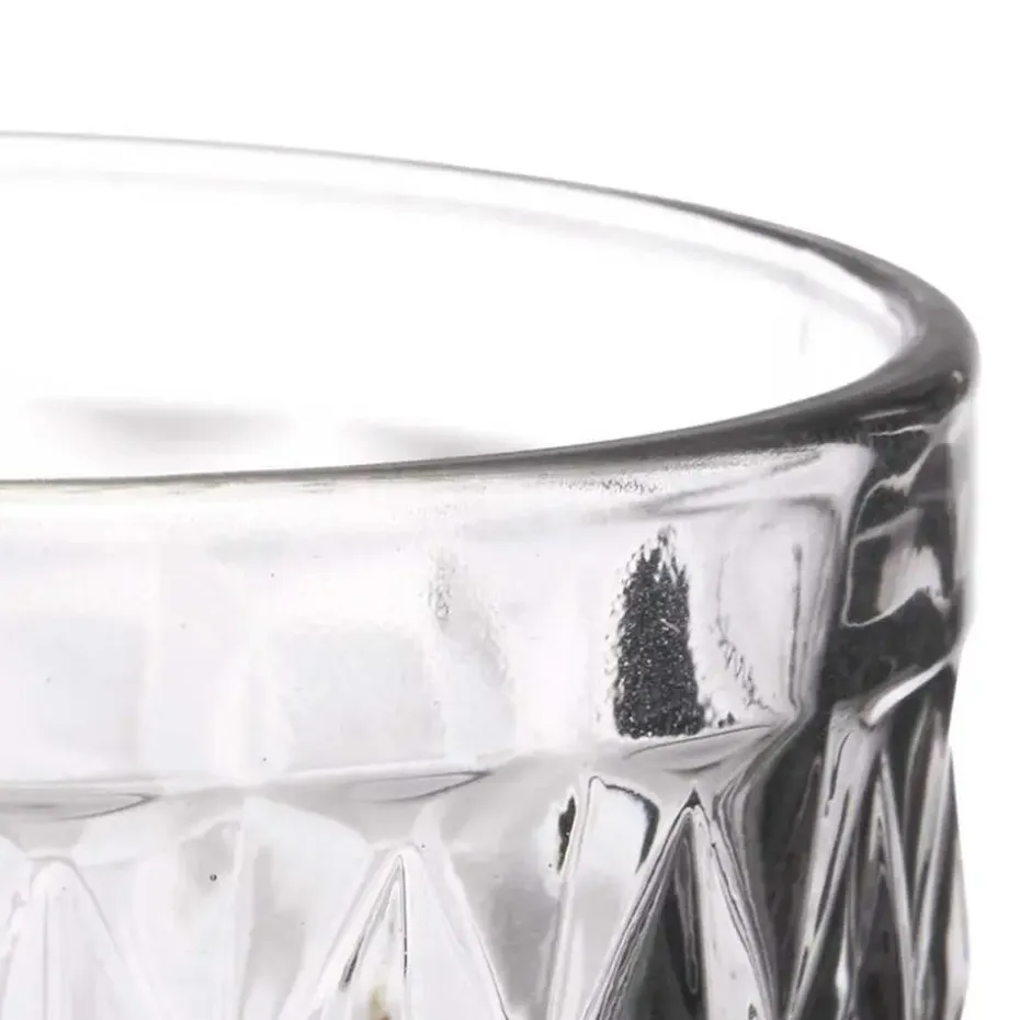 Vivalto Drinkglazen Diamonds - grijs glas - 6x - 370 ml