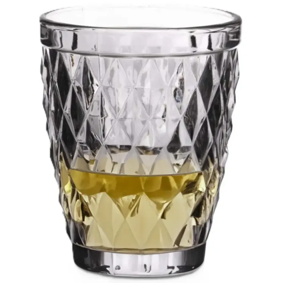 Vivalto Drinkglazen Diamonds - grijs glas - 6x - 250 ml