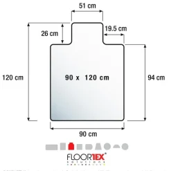 Vloerbeschermer met uitsparing - Antistatisch PVC - Harde vloer - 90x120 cm