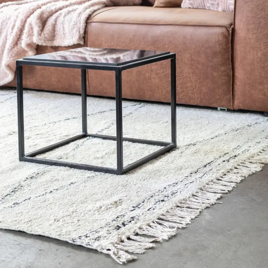 Vloerkleed 120x180 - Beige & Zwart - Katoen Polyester - Vloerkleed Kabah - Giga