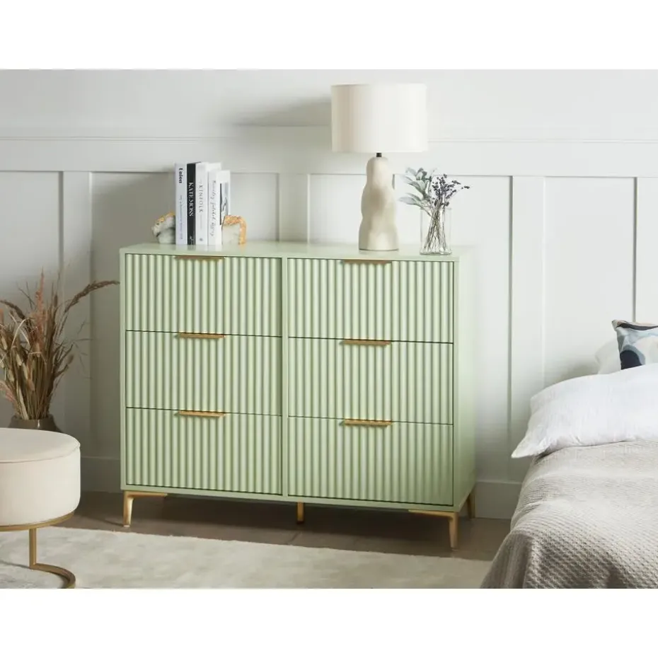 WALCOTT - Ladekast met 6 lades - Lichtgroen - MDF