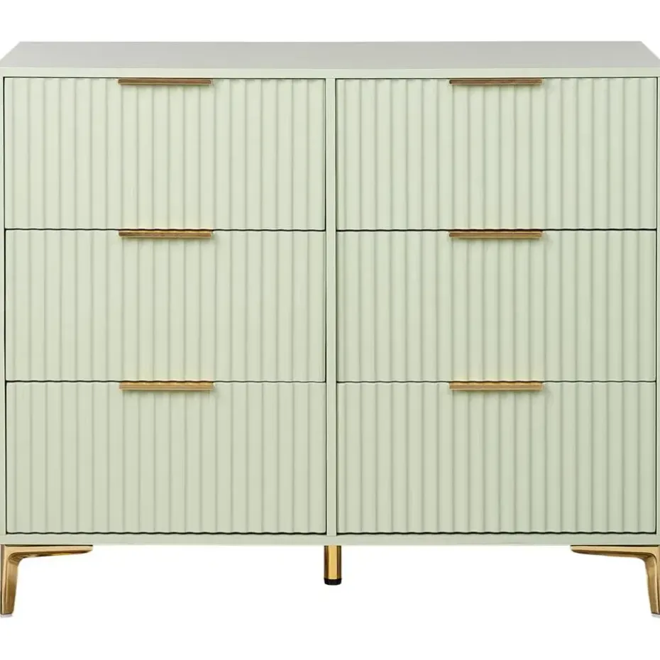 WALCOTT - Ladekast met 6 lades - Lichtgroen - MDF