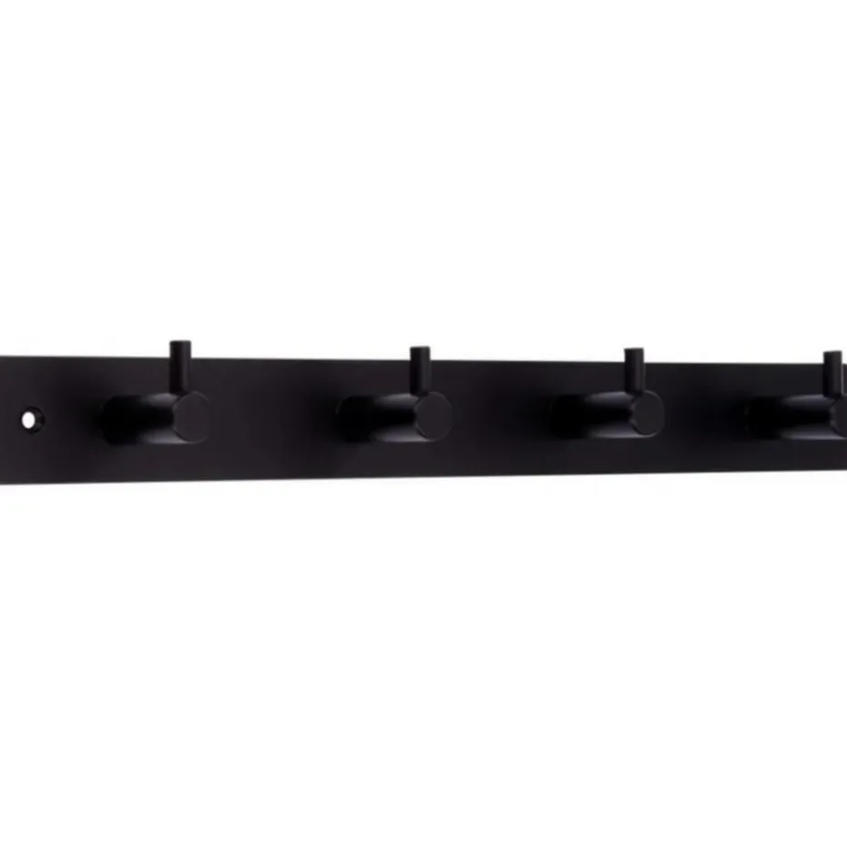 Wandkapstok - zwart - met 4 jashaken - metaal - 4 x 32 cm
