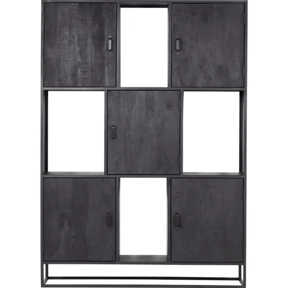 Wandkast 5-deurs - Zwart Mangohout - 150x40x210 - Jenny