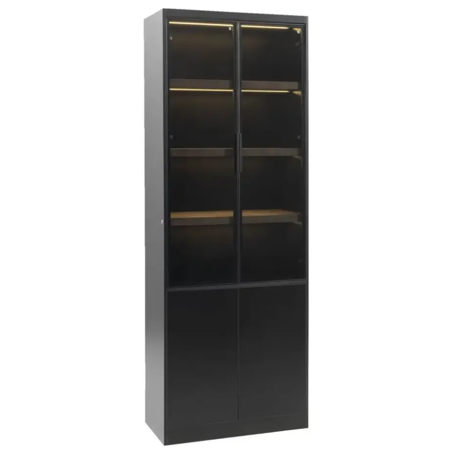 Wandkast Virgil - zwart - 220x80x40 cm