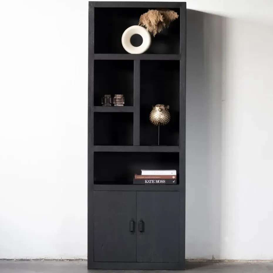 Wandkast Zwart - 80x45x220cm - Kast Xander