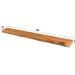 Wandplank Acaciahout 200cm - 200x25x8cm - Plank Tree