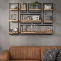 Wandplank Edge 100cm - Acaciahout & Metaal