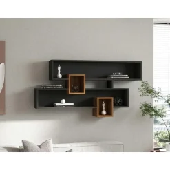 Wandplank Georgina-antraciet/walnoot