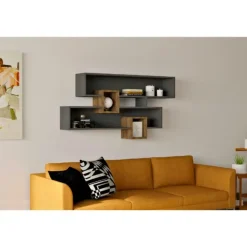 Wandplank Georgina-antraciet/walnoot