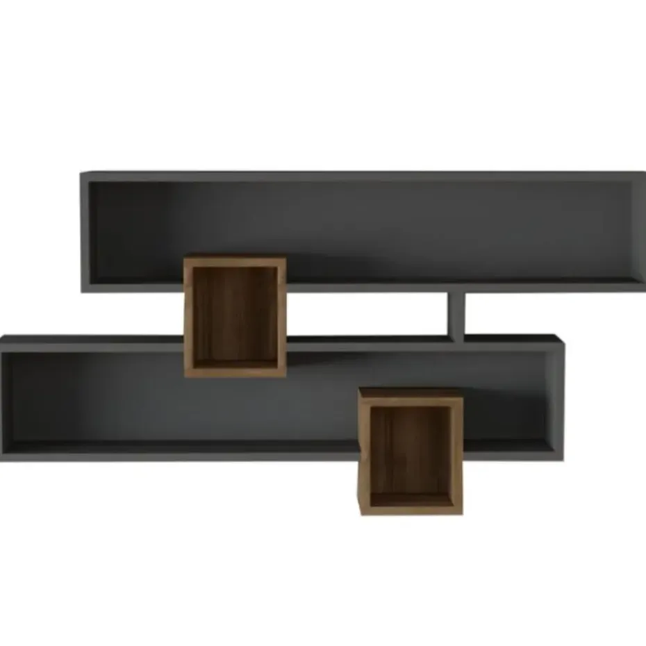 Wandplank Georgina-antraciet/walnoot