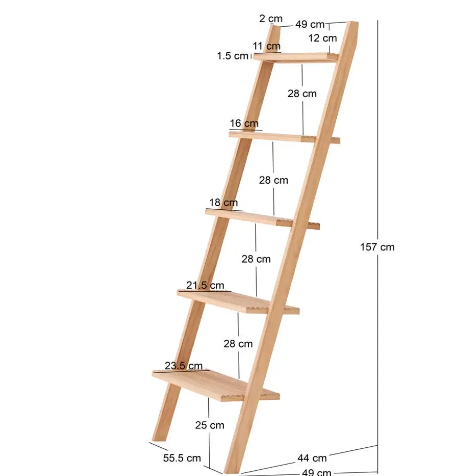 Wandplank Ladder van Massief Natuurlijk Hout