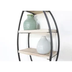Wandrek ovaal met 4 houten plankjes - 26x60 cm
