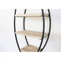 Wandrek ovaal met 4 houten plankjes - 36x80cm