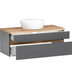 Wastafelmeubel Vikas 101cm 2 lades - antraciet/eik