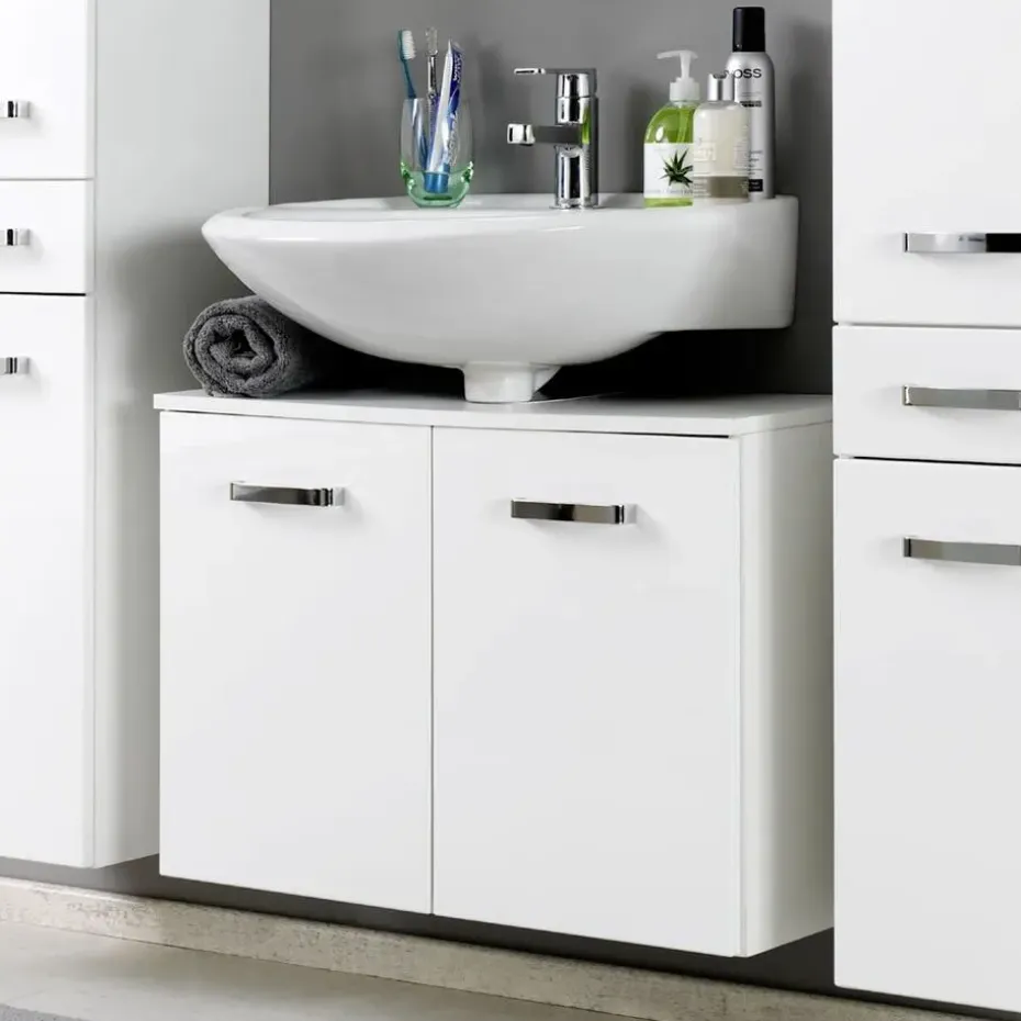 Wastafelonderkast Bobbi 60cm 2 deuren - wit