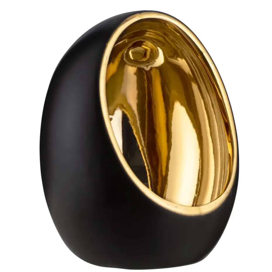 Waxinelichthouder Brygge - Matzwart/Goud - 12,5xØ9,5 cm