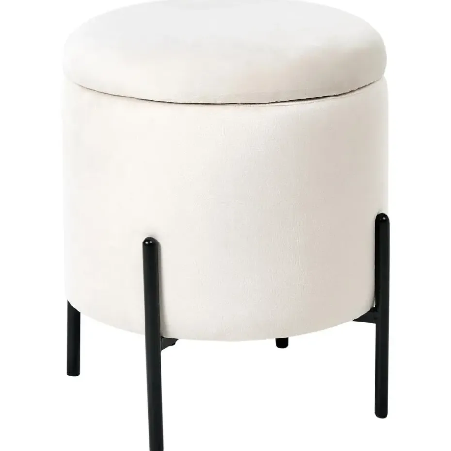 WENONA - Opbergpoef - Off-white - Fluweel