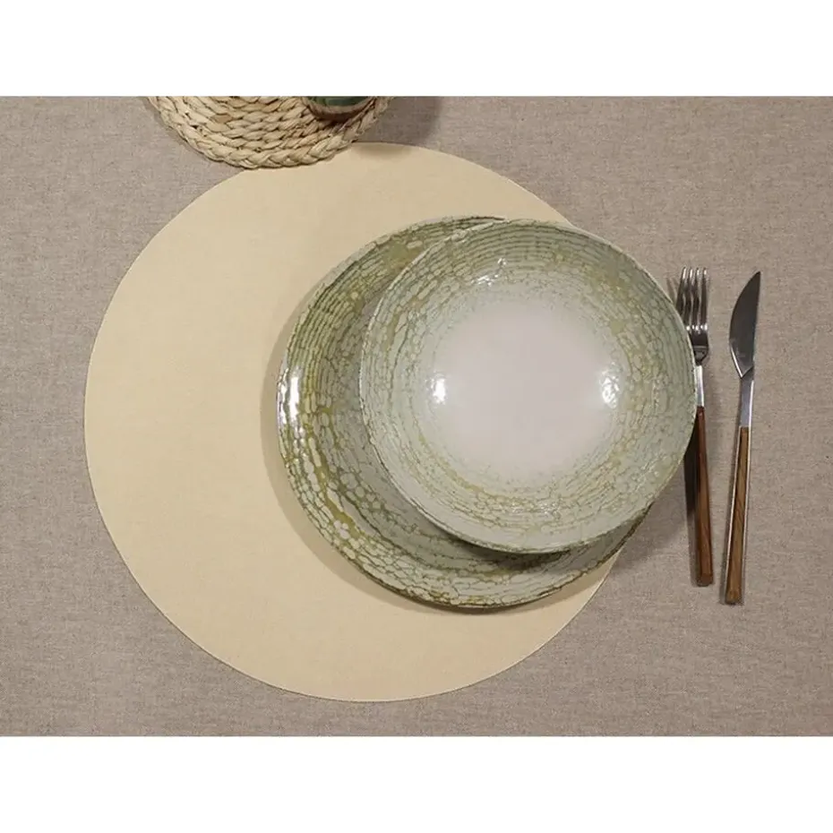 Wicotex Placemats Uni - creme - rond 38 cm - Teflon coating
