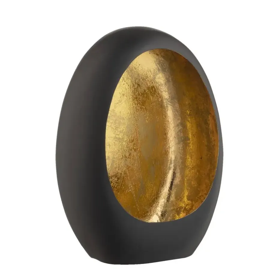Windlicht Brygge - Zwart/Goud - 26x19x10 cm