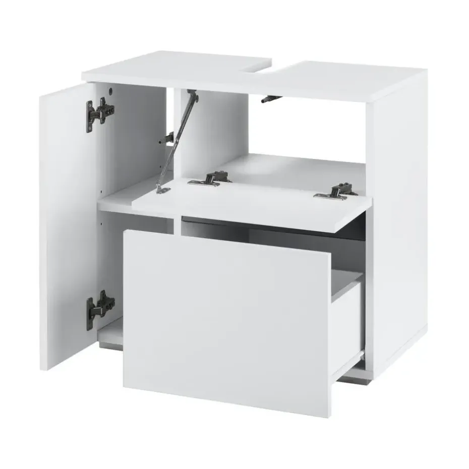 Wisla - Badmeubel 60 cm 1-lade, 1 klep, 1 deur wit spaanplaat