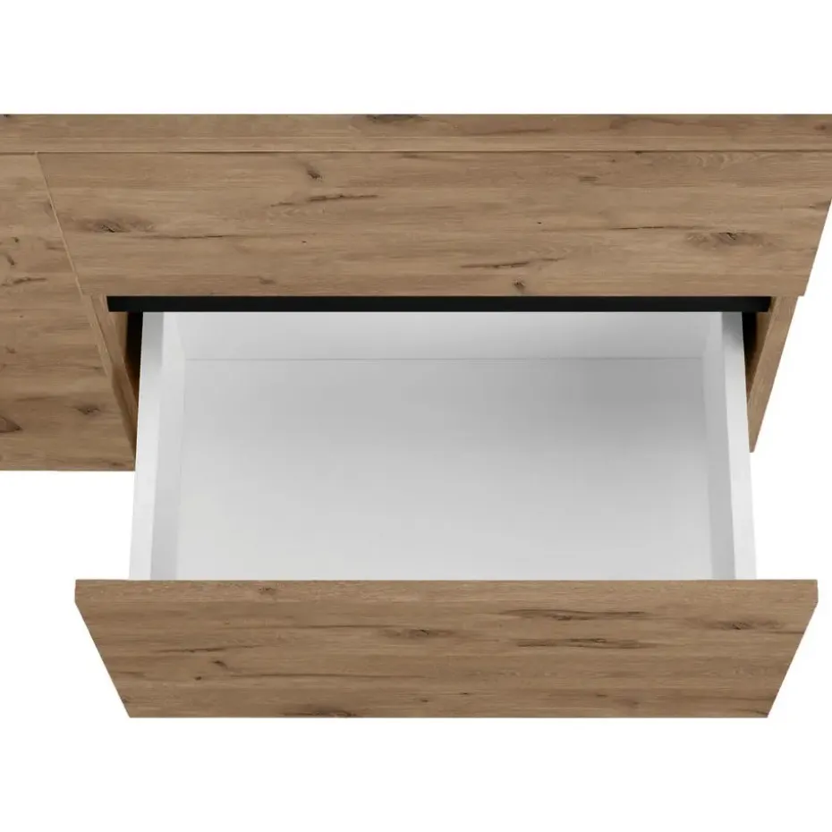 Wisla - Wastafelonderkast met 1 deur / 1 klep / 1 lade in eikenoptik