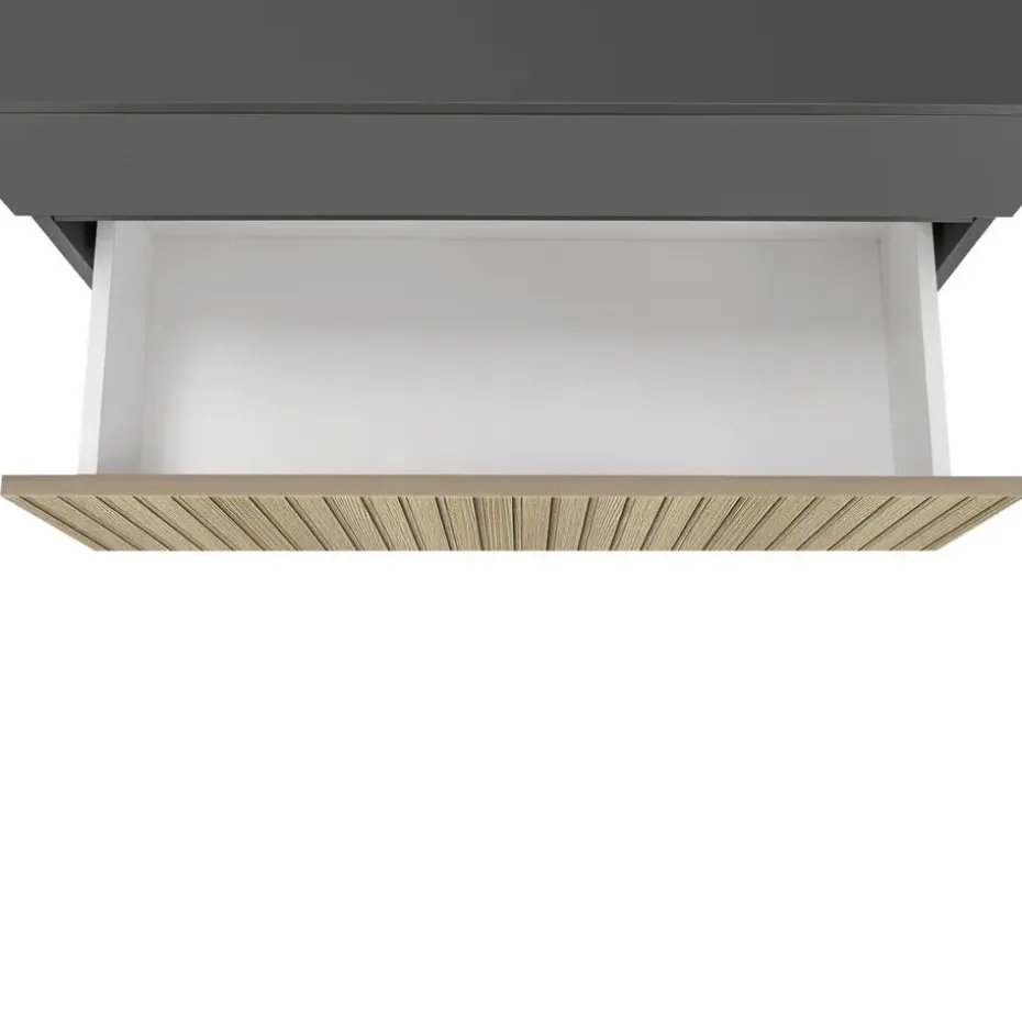 Wisla - Wastafelonderkast 80 cm met 1 klep 1 lade in antraciet eikenoptik