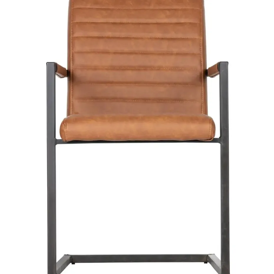 WOOOD Bas Eetkamerstoelen - Pu - Cognac - Set van 6