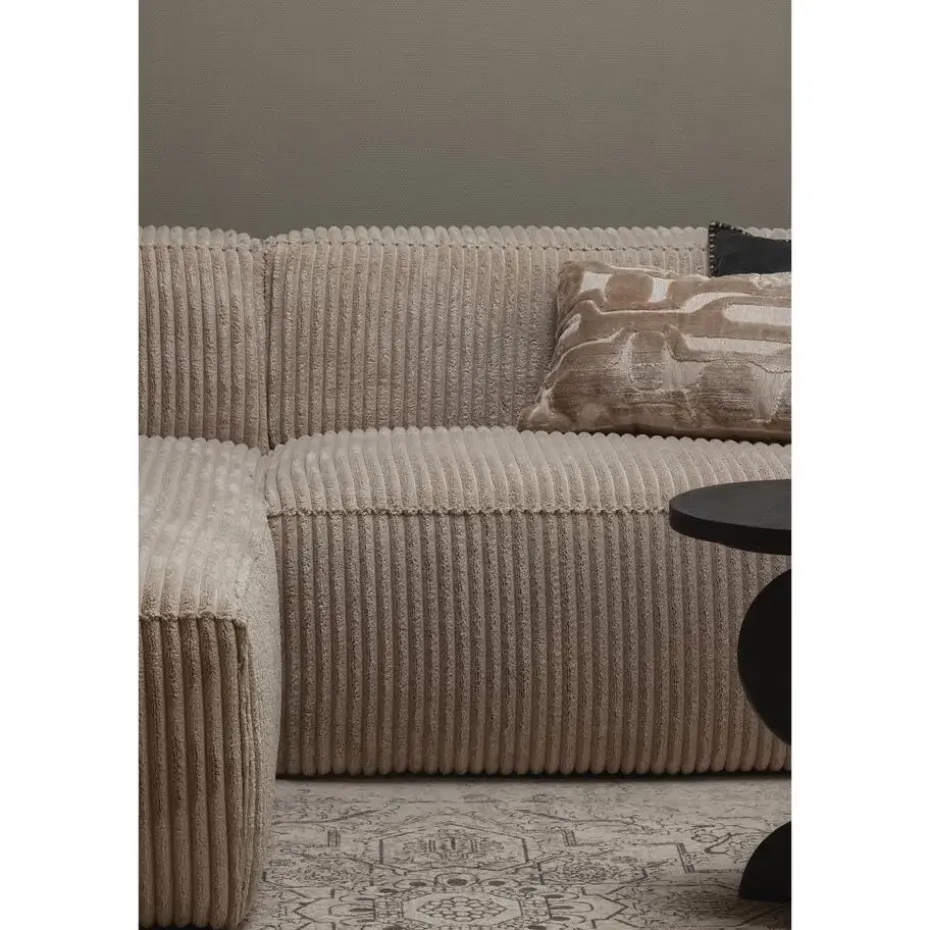 WOOOD Bean Chaise Longue Bank Links - Ribstof - Travertin - 73x254x178