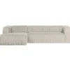 WOOOD Bean Hoekbank Links - Ribstof - Naturel - 73x305x96