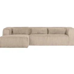WOOOD Bean Hoekbank Links - Ribstof - Travertin - 73x305x96