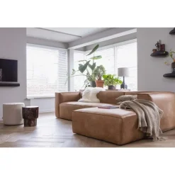 WOOOD Bean Hoekbank Rechts - Ecoleer - Cognac - 73x305x96