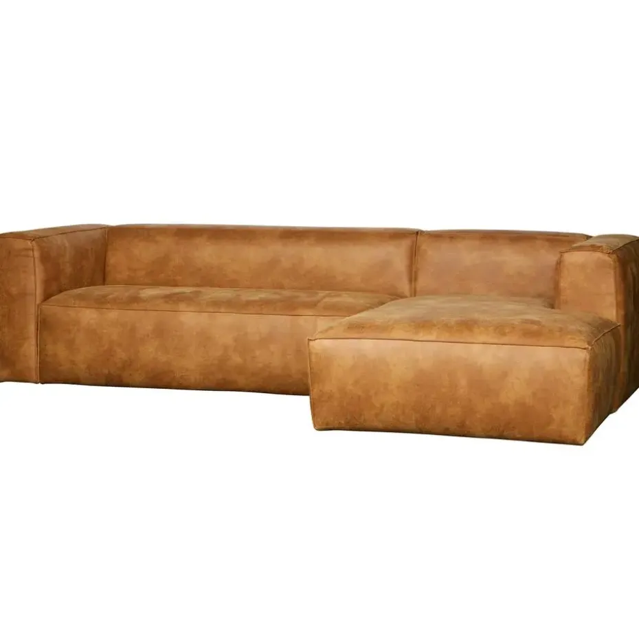 WOOOD Bean Hoekbank Rechts - Ecoleer - Cognac - 73x305x96