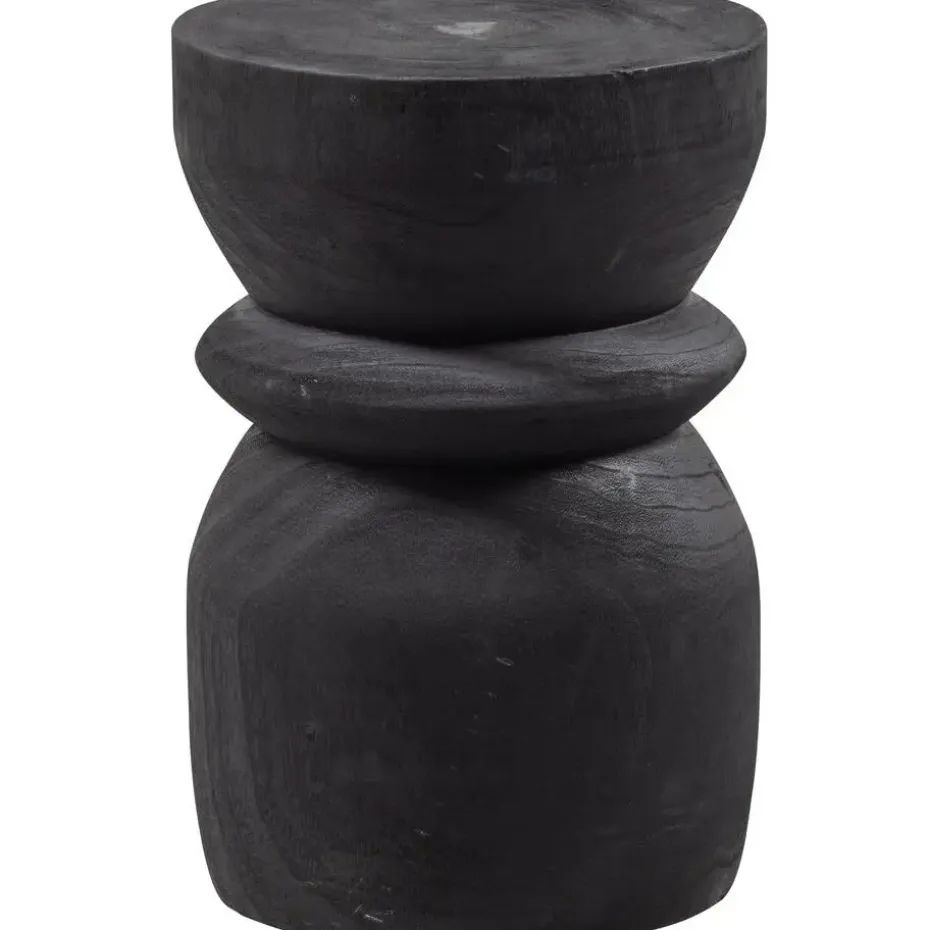 WOOOD Bikkel Kruk - Hout - Zwart - 40x28x28